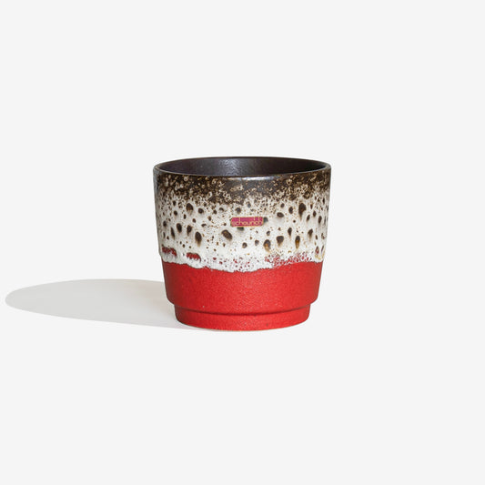 Red Planter with White Fat Lava 195 / SCHEURICH