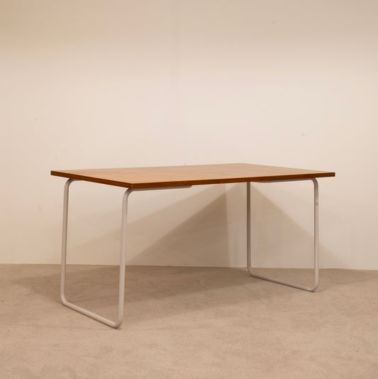TABLE WOOD Light Brown / STEEL PIPE LEG White (Outlet)