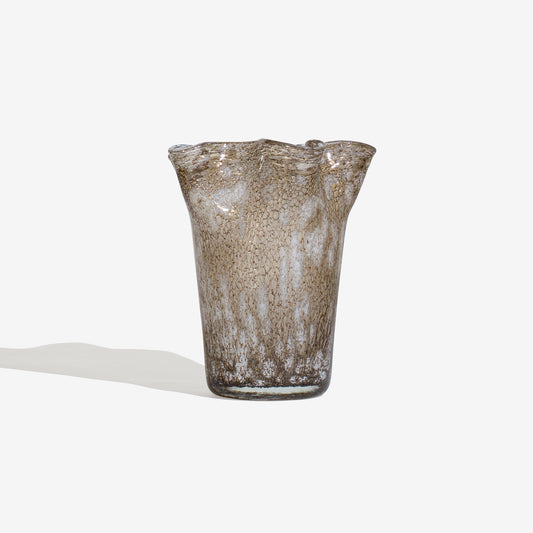 Vintage Folded Brown GLASS VASE 260