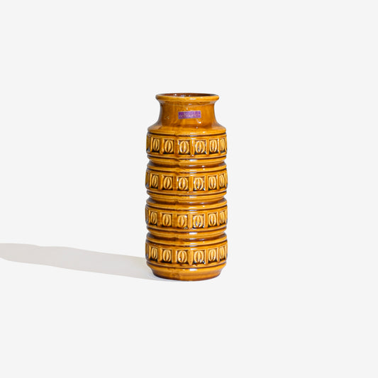 Yellow Brown Ochre Vase Fat Lava 184 / SCHEURICH